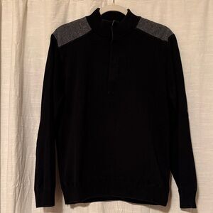 Men's Vintage Ashworth Black and Gray Cotton Quarter Zip Sweater ( Lined) Medium